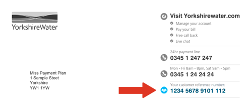 Customer reference number shown on new style bill
