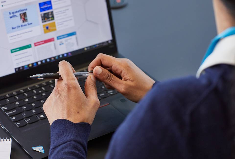 Colleague with laptop