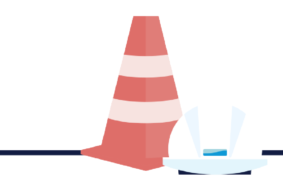 Traffic cone and hard hat