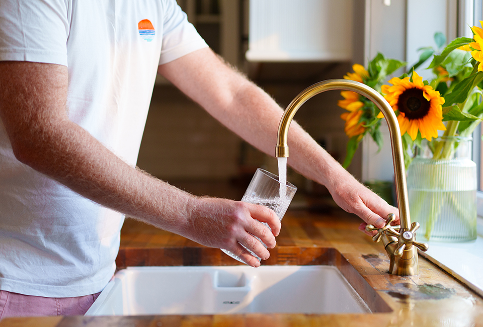 Pouring a glass of water