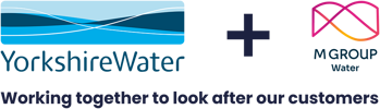 Yorkshire Water and M Group Water logos with the slogan working together to look after our customers