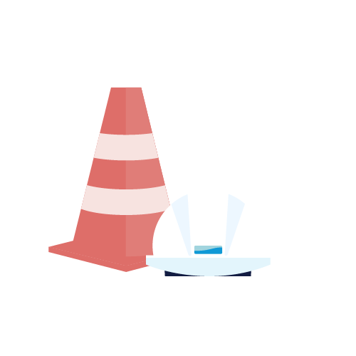 Hard hat and traffic cone