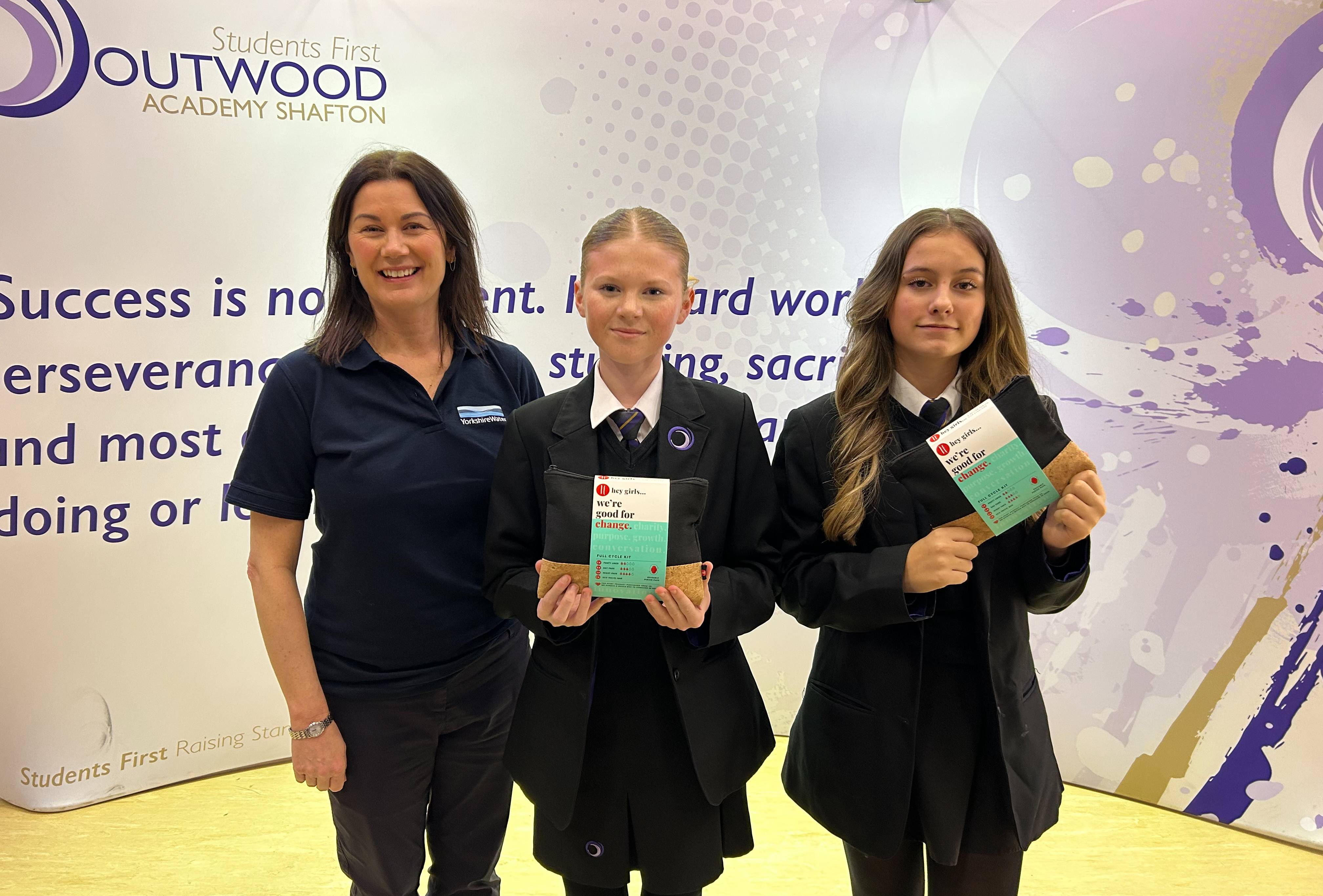 Yorkshire Water education advisor, Louise, with students from Outwood Academy Shafton