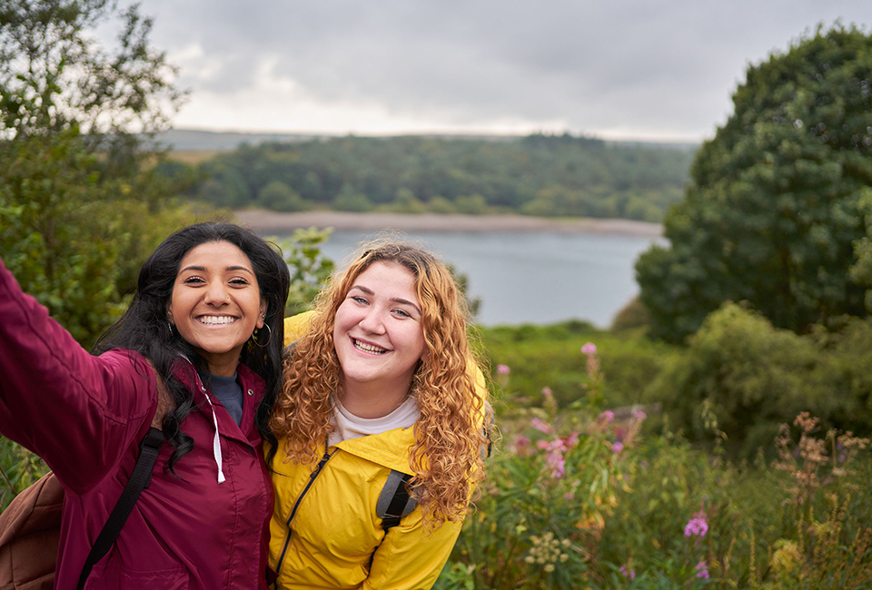 Friends visiting Ogden Reservoir