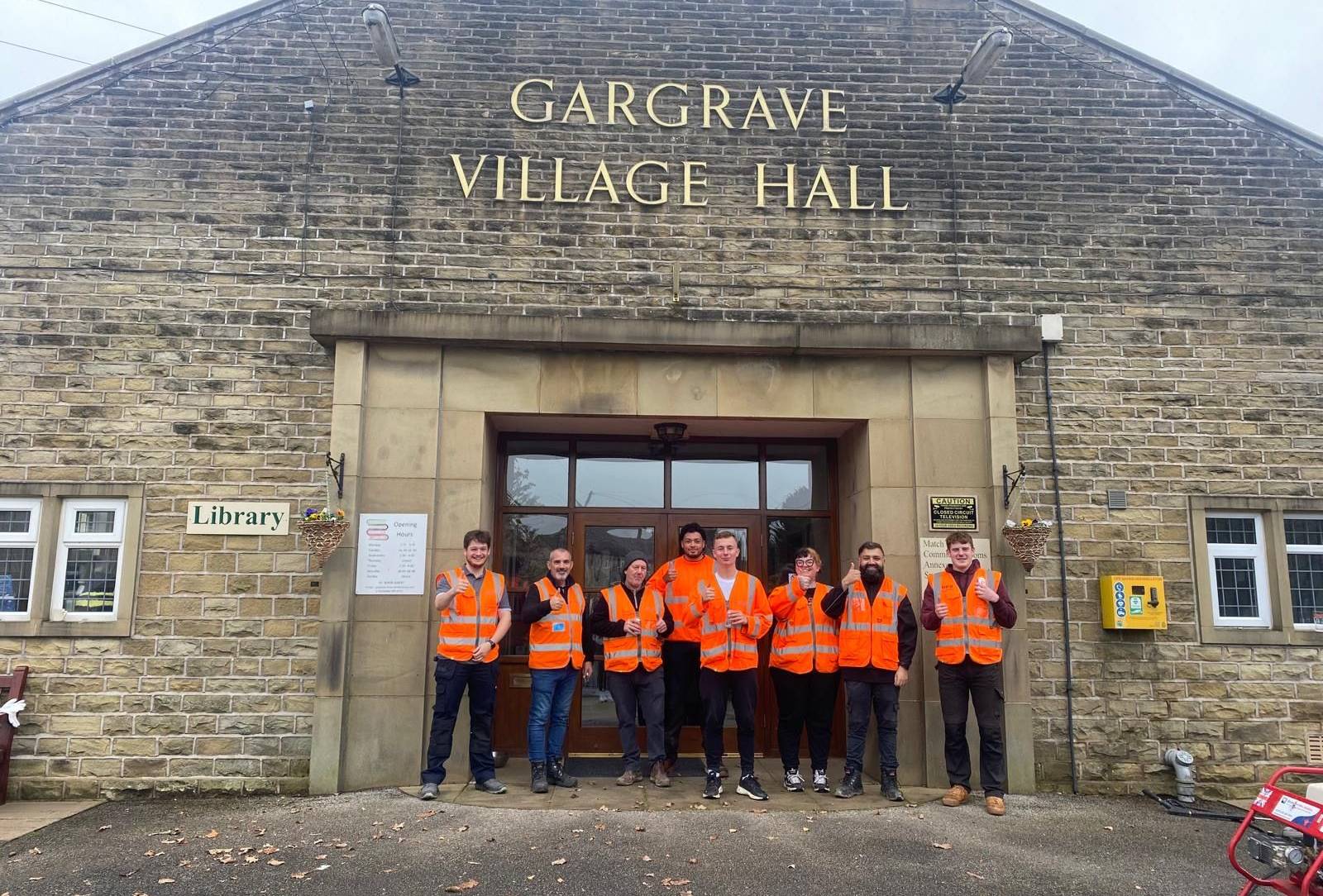 Colleagues outside Gargrave Village Hall