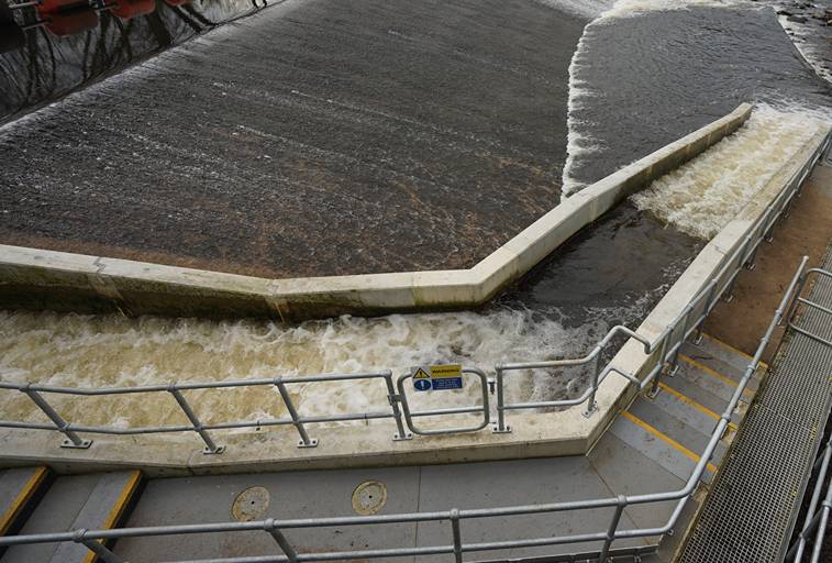 A fish pass at Jordans Dam