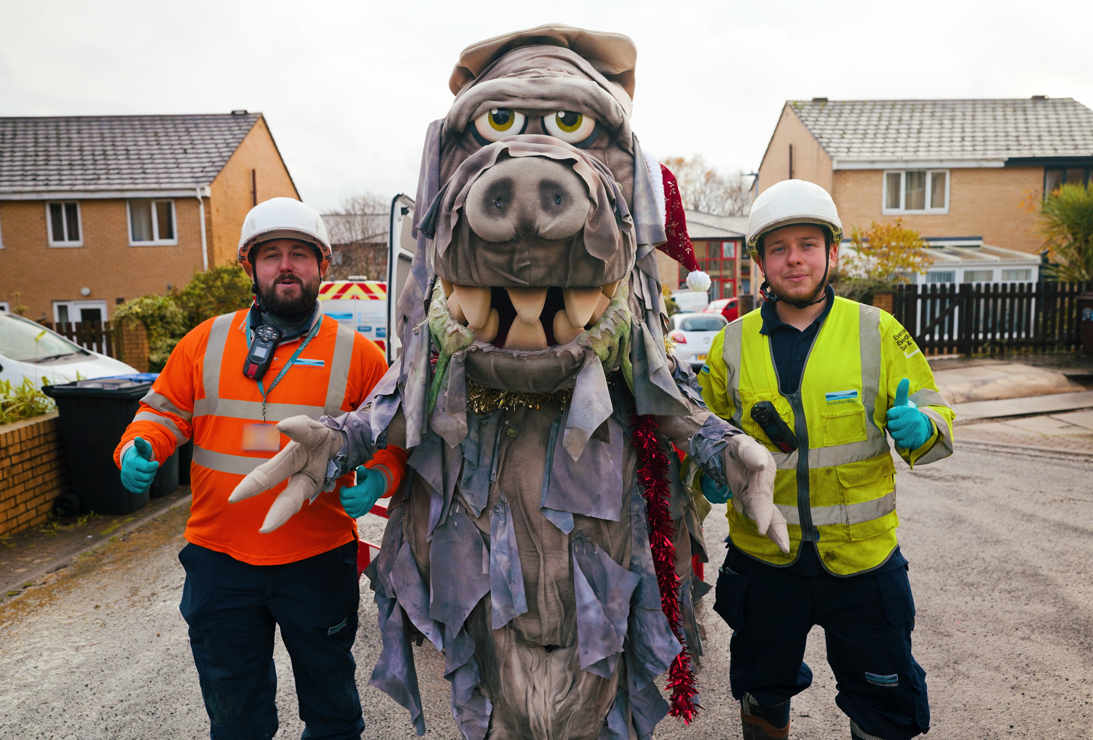 The Wipesaur with Yorkshire Water field colleagues